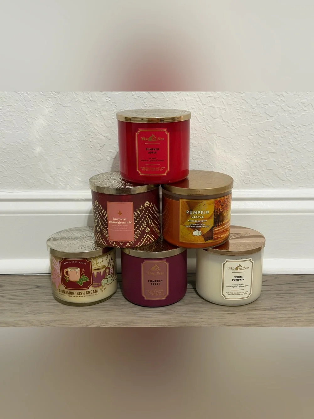 Bath & Body Works White Barn FALL PUMPKIN 3-Wick Candle LOT 6 RETIRED RARE NEW